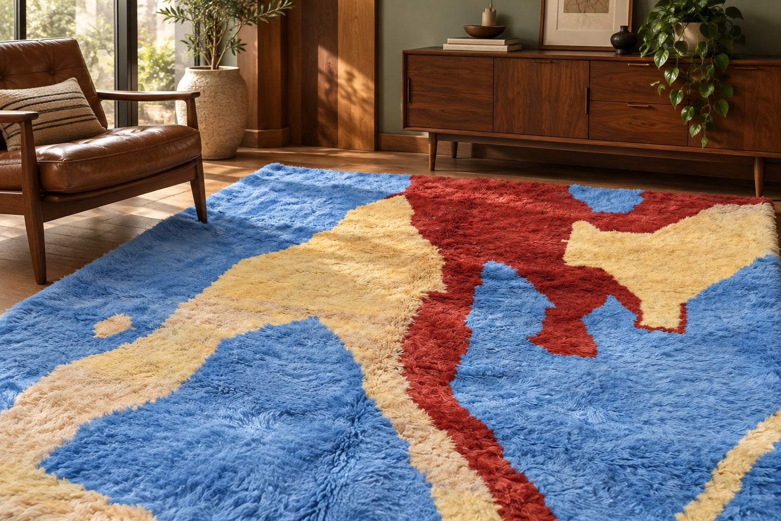 M-5016 Beni Mrirt shag wool rug — room styling inspiration