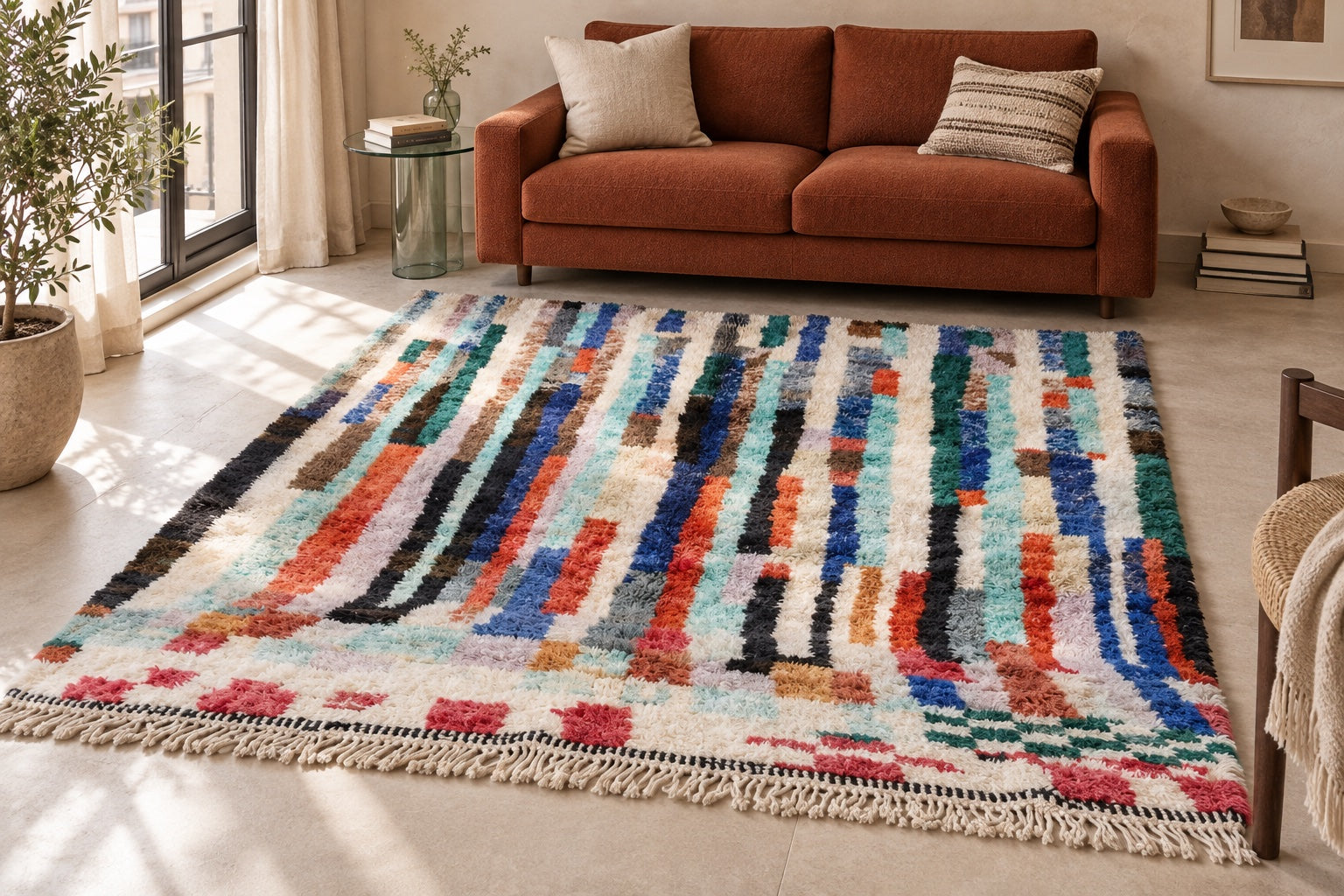 M-5025 Beni Mrirt shag wool rug — room styling inspiration