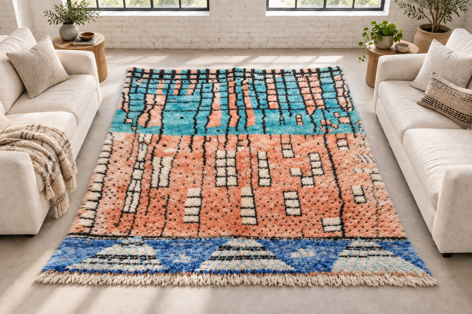 M-5027 Beni Mrirt shag wool rug — room styling inspiration