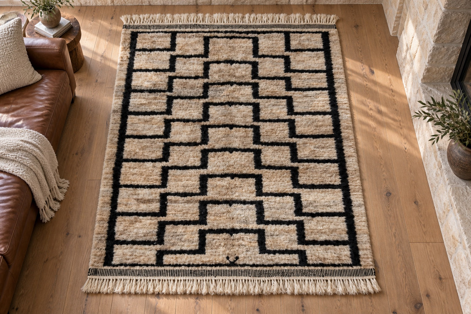 M-505 Beni Mrirt shag wool rug — room styling inspiration