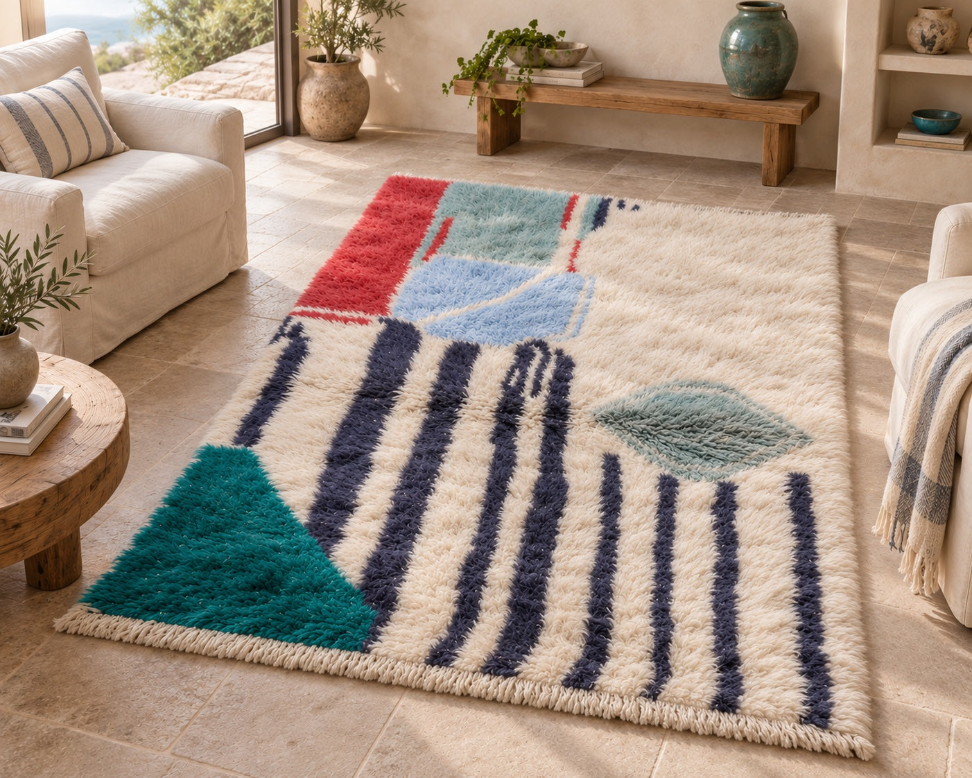 M-5070 Beni Mrirt shag wool rug — room styling inspiration