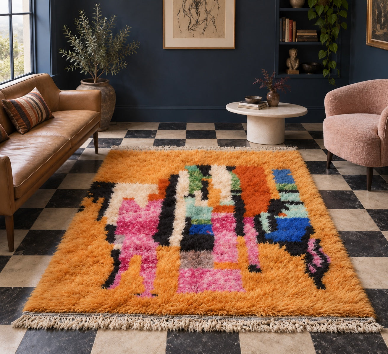 M-5055 Beni Mrirt shag wool rug — room styling inspiration