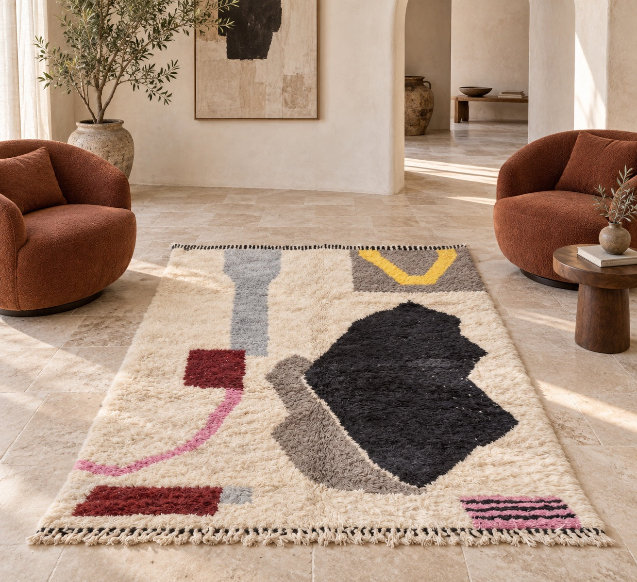 M-5056 Beni Mrirt shag wool rug — room styling inspiration