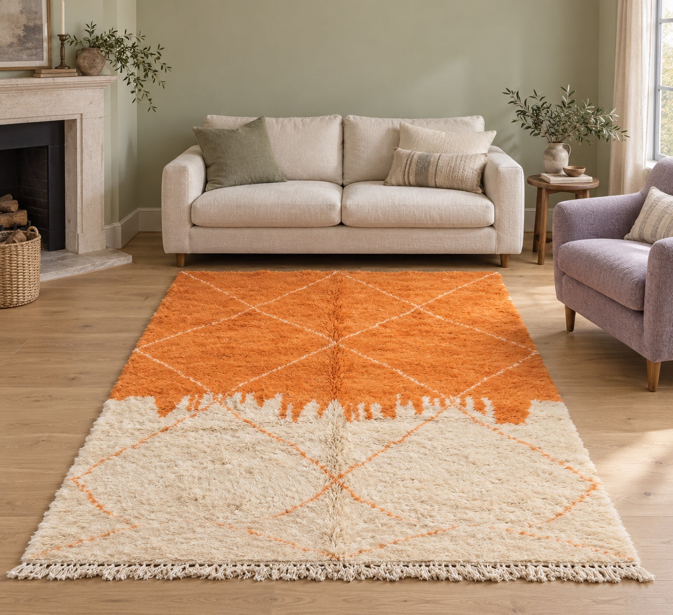 M-5057 Beni Mrirt shag wool rug — room styling inspiration