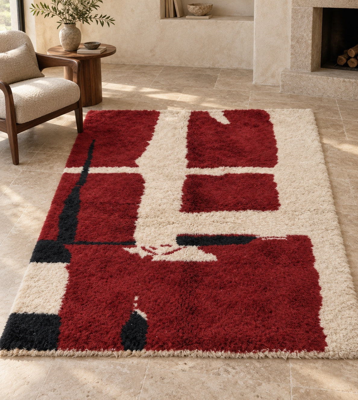 M-5061 Beni Mrirt shag wool rug — room styling inspiration