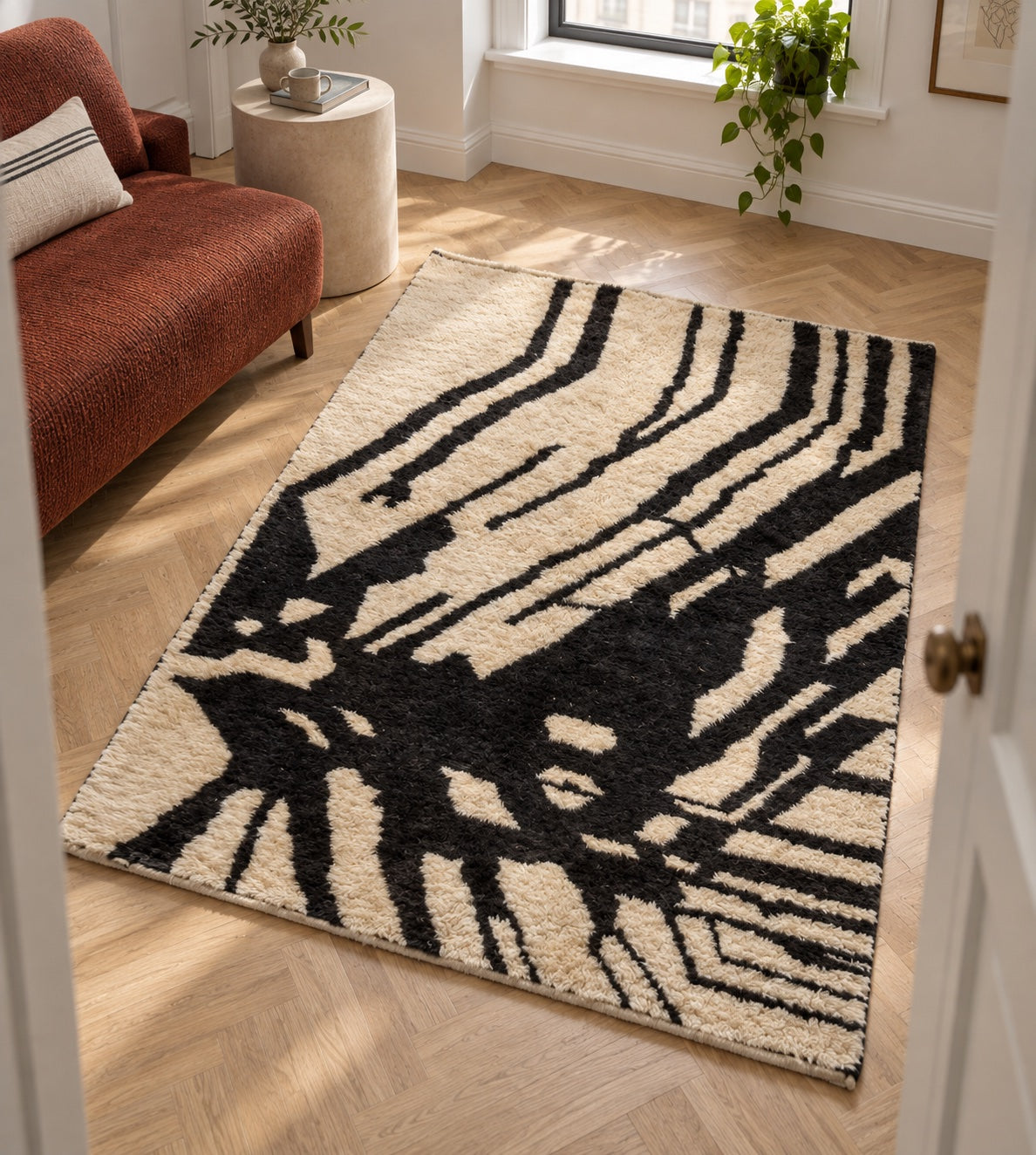 M-5022 Beni Mrirt shag wool rug — room styling inspiration