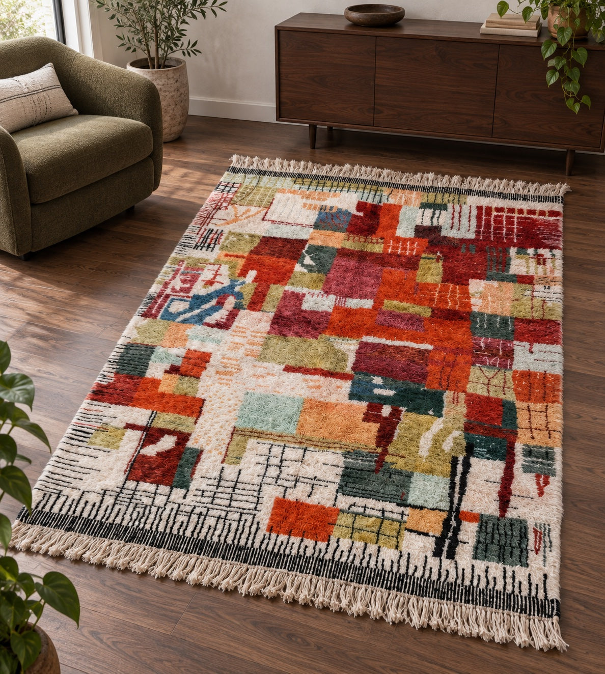 M-5023 Beni Mrirt shag wool rug — room styling inspiration