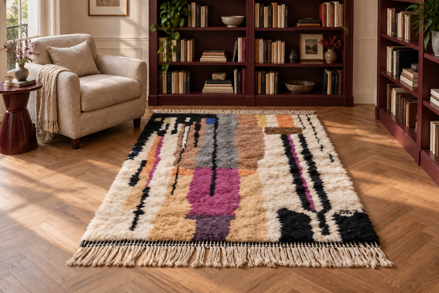 M-5035 Beni Mrirt shag wool rug — room styling inspiration
