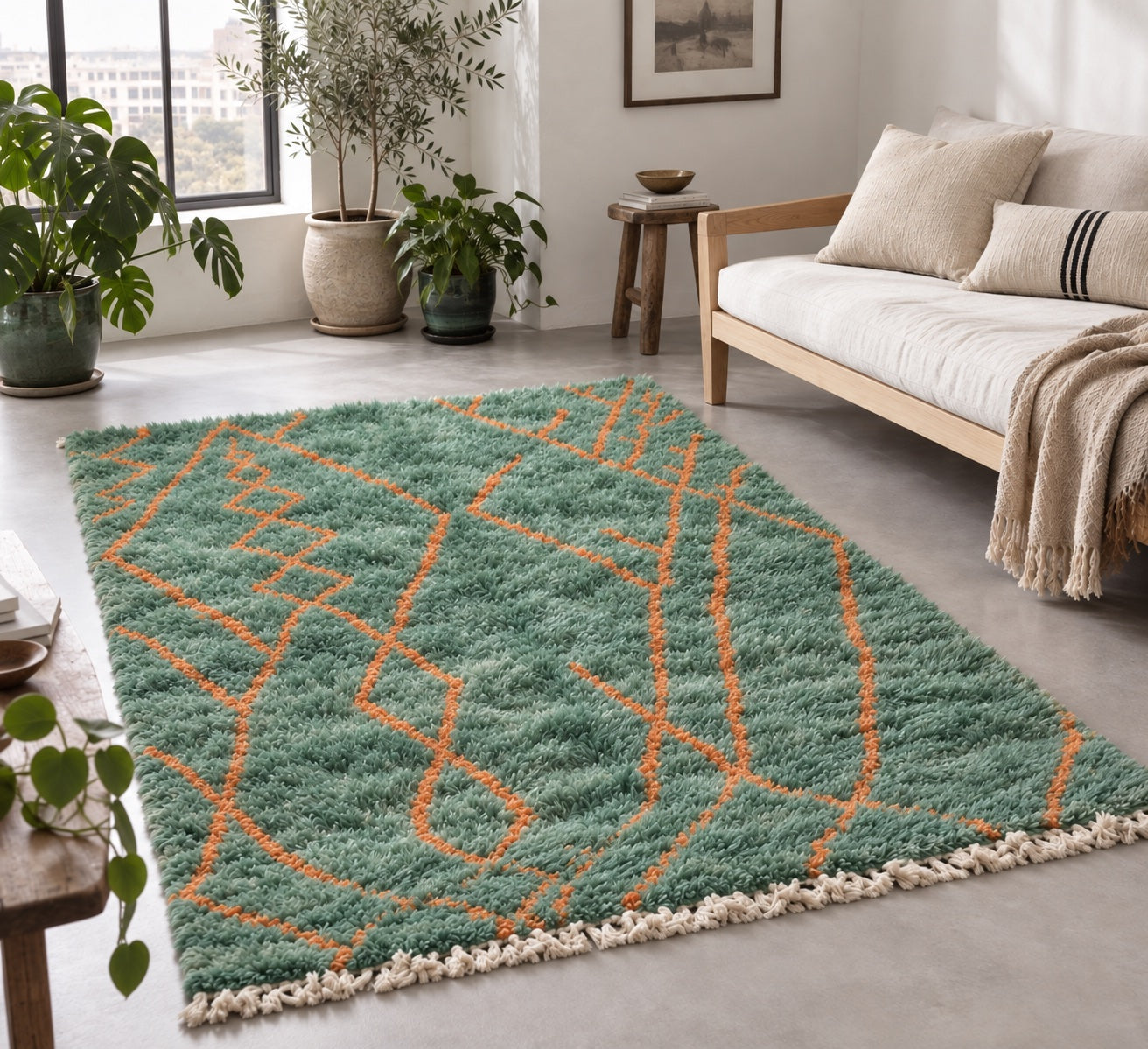 M-5037 Beni Mrirt shag wool rug — room styling inspiration