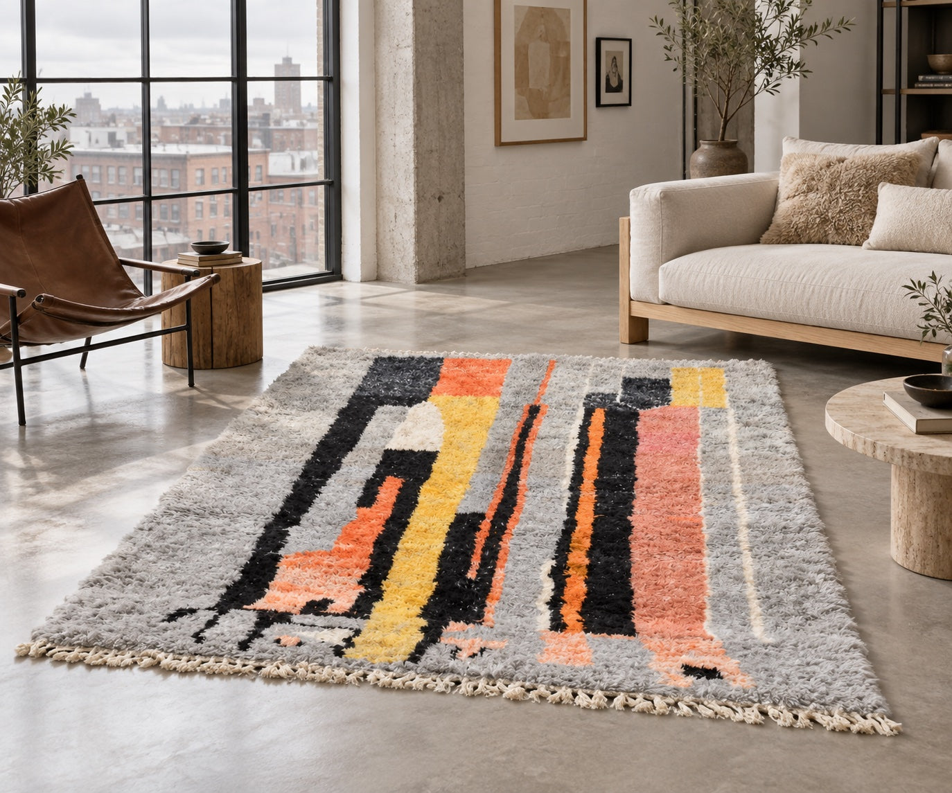 M-5043 Beni Mrirt shag wool rug — room styling inspiration