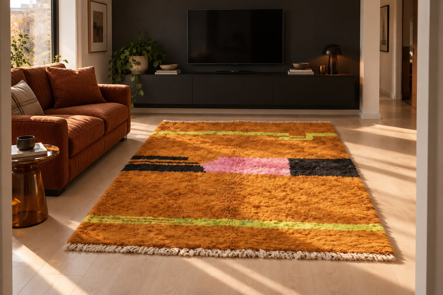 M-5046 Beni Mrirt shag wool rug — room styling inspiration