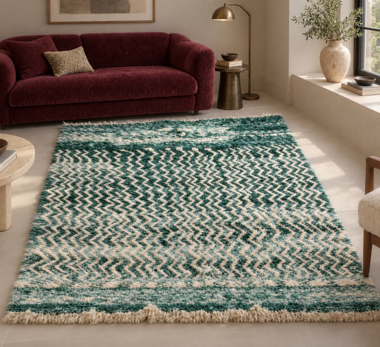 M-5049 Beni Mrirt shag wool rug — room styling inspiration
