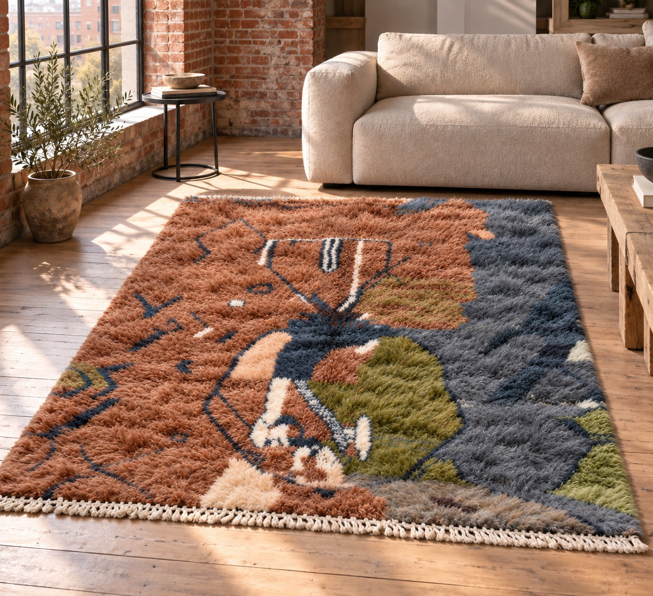 M-5052 Beni Mrirt shag wool rug — room styling inspiration