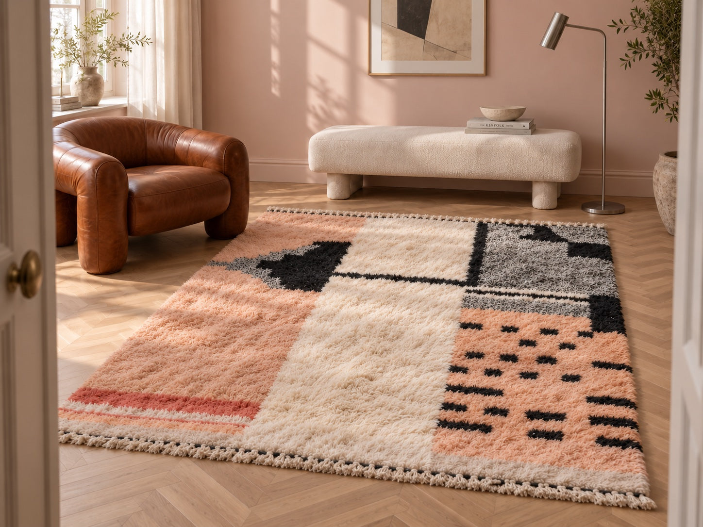 M-5074 Beni Mrirt shag wool rug — room styling inspiration