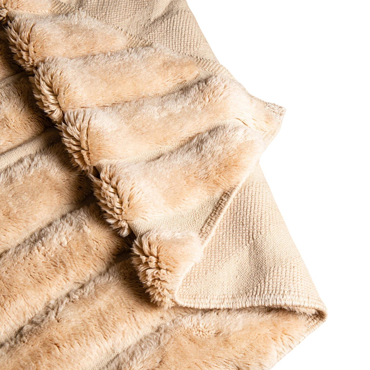 Flipped Handmade Moroccan wool rug in cream beige with concentric tonal ridges