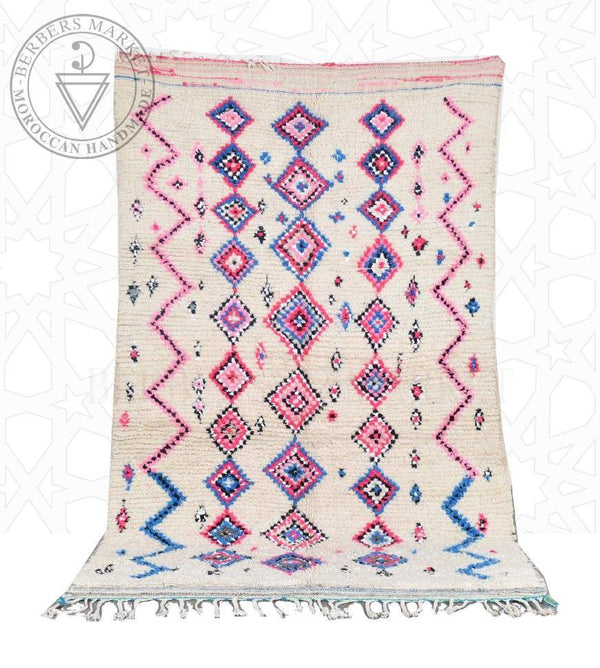 Tapis Berbère Marocain Moderne, Fait Main, Laine De Mouton, 6.5x10 Ft (200x300 Cm), Multicolore