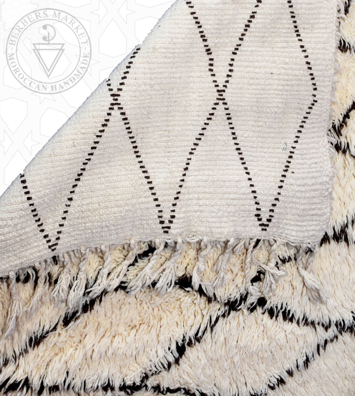 Beni ourain Moroccan rug - 3.8 x 5.3 ft / 115 x 160 cm - Berbers Market