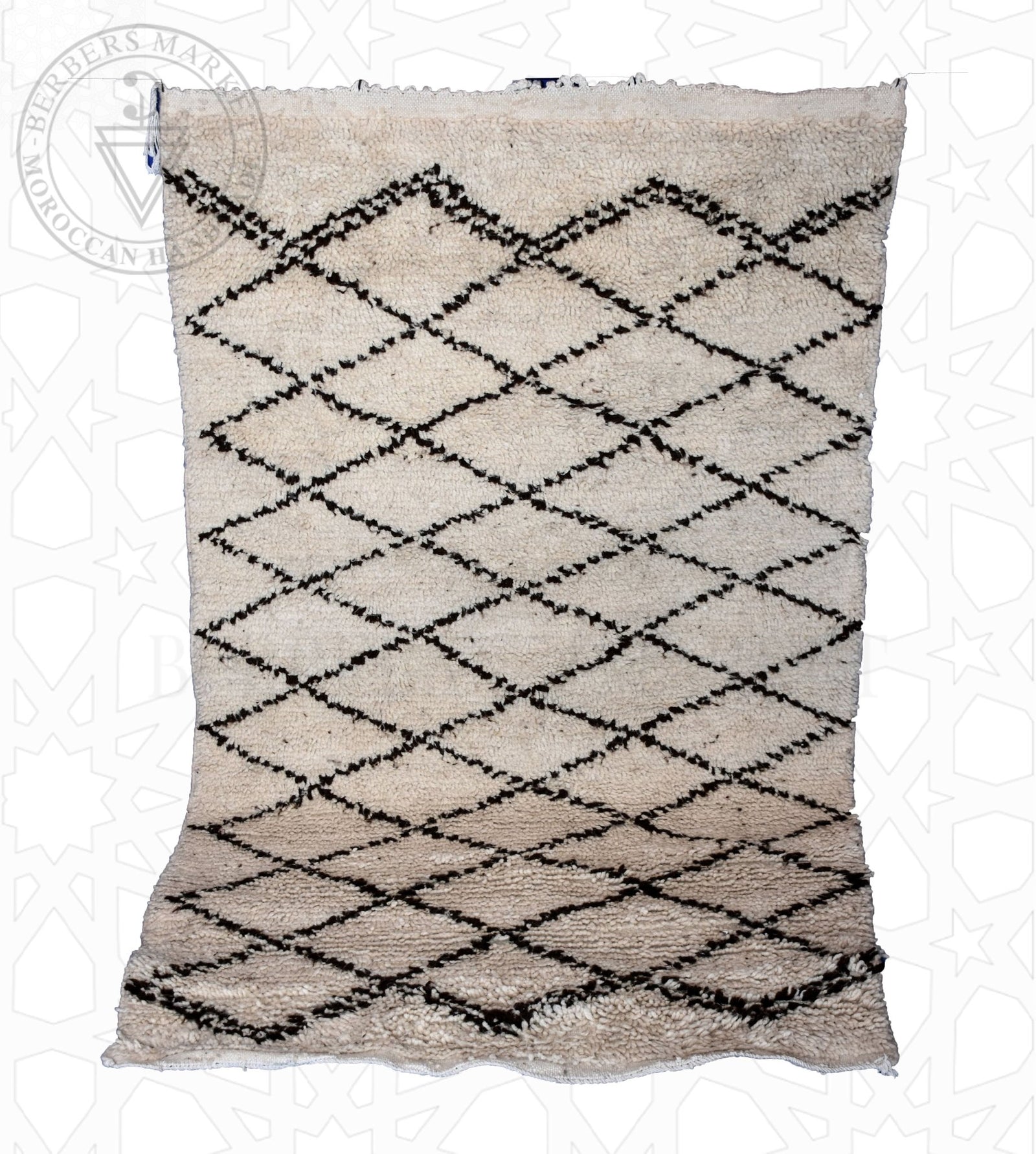 Beni ourain Moroccan rug - 3.8 x 6 ft / 115 x 180 cm - Berbers Market