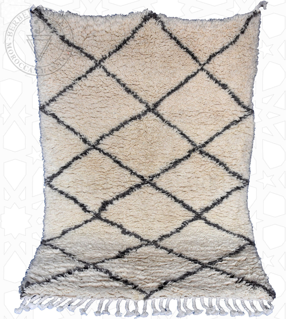 Beni ourain Moroccan rug - 3.9 x 5.74 ft / 120 x 175 cm - Berbers Market