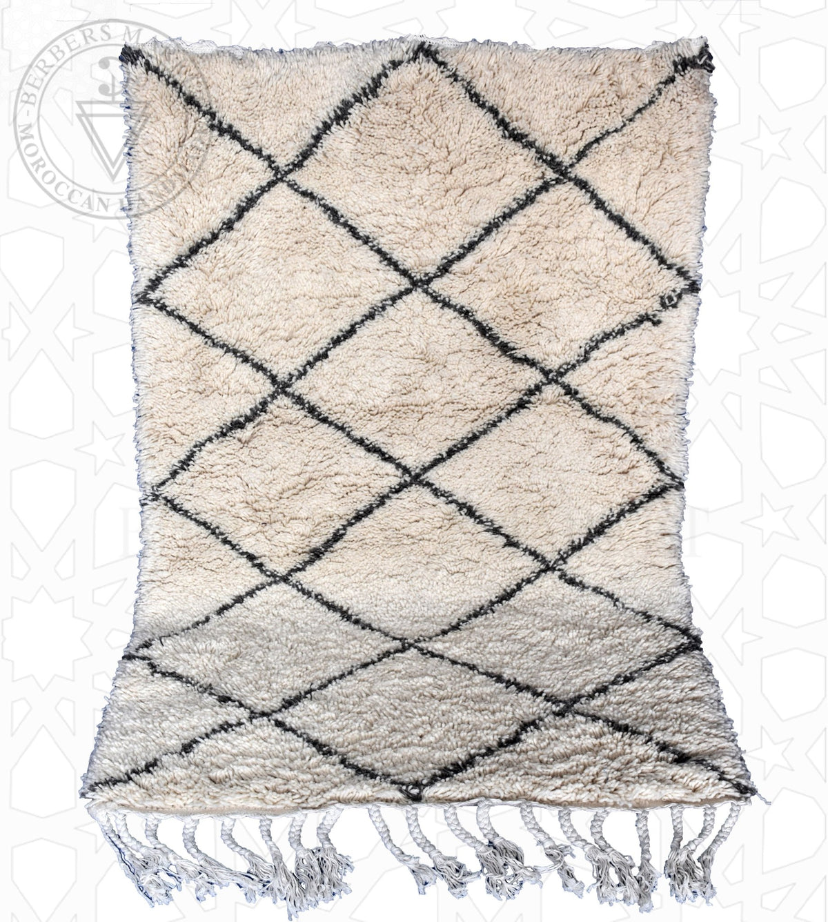 Beni ourain Moroccan rug - 3.9 x 6.23 ft / 120 x 190 cm - Berbers Market