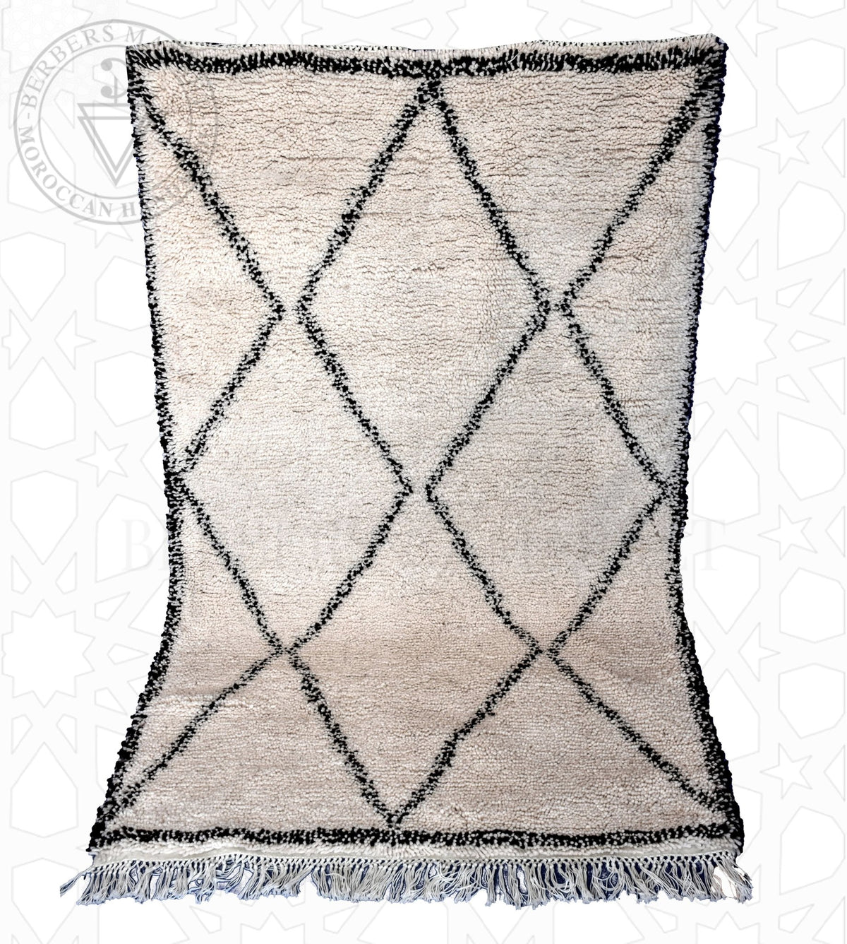 Beni ourain Moroccan rug - 3.9 x 6.4 ft / 118 x 195 cm - Berbers Market