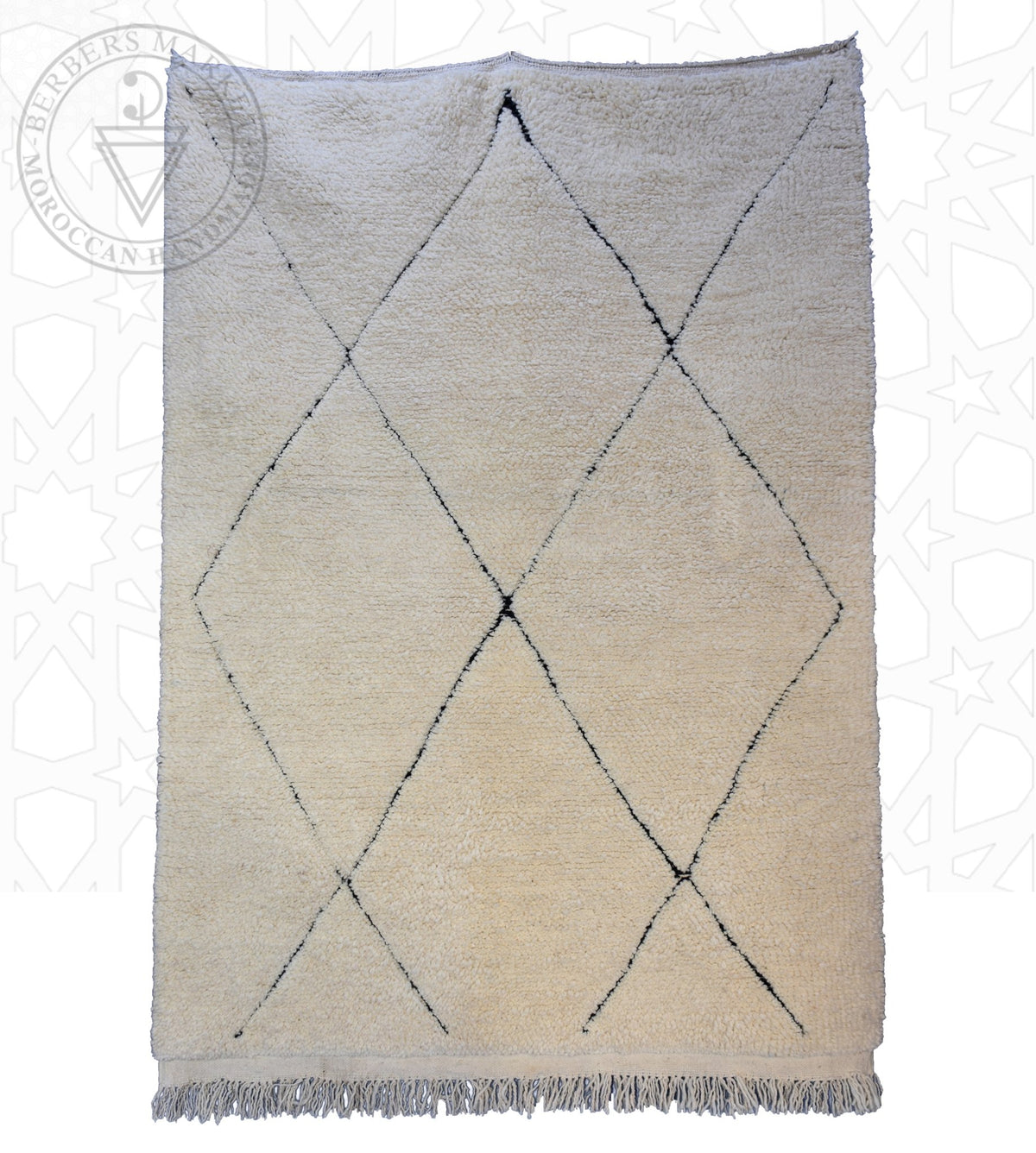 Beni ourain Moroccan rug - 4.3 x 6.4 ft / 130 x 195 cm - Berbers Market