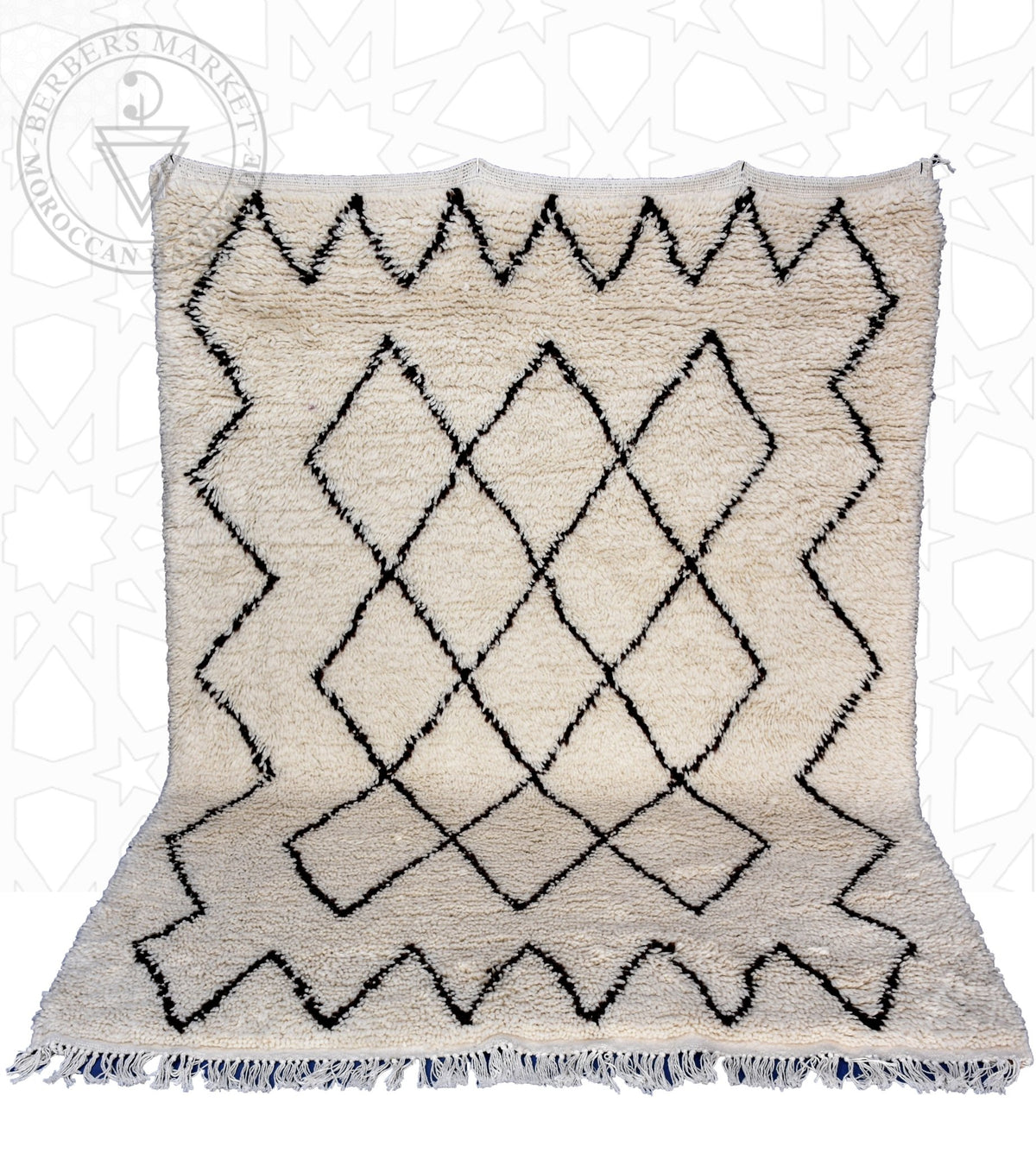 Beni ourain Moroccan rug - 5.3 x 6.6 ft / 160 x 200 cm - Berbers Market