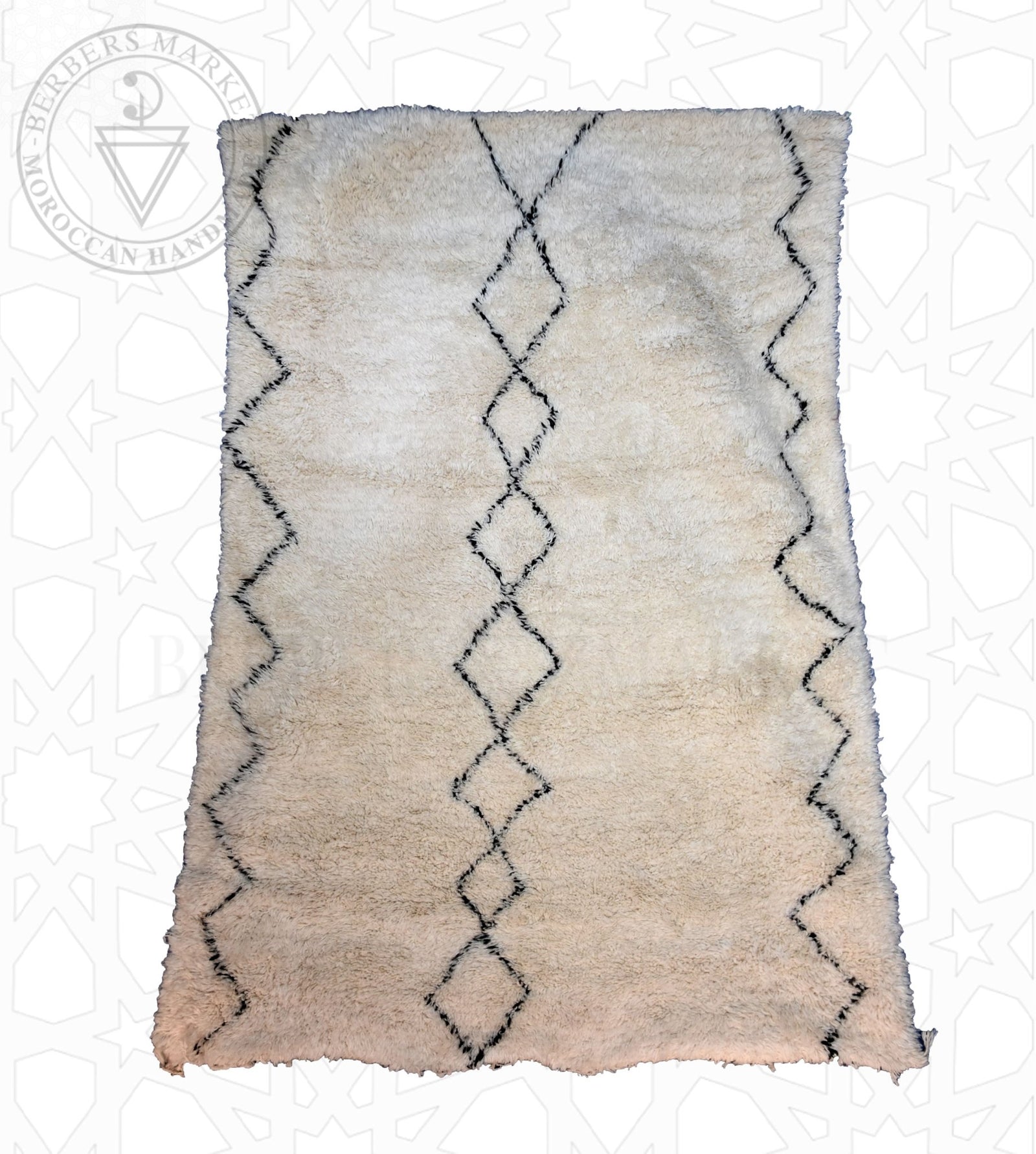 Beni ourain Moroccan rug - 6 x 7.6 ft / 180 x 230 cm - Berbers Market