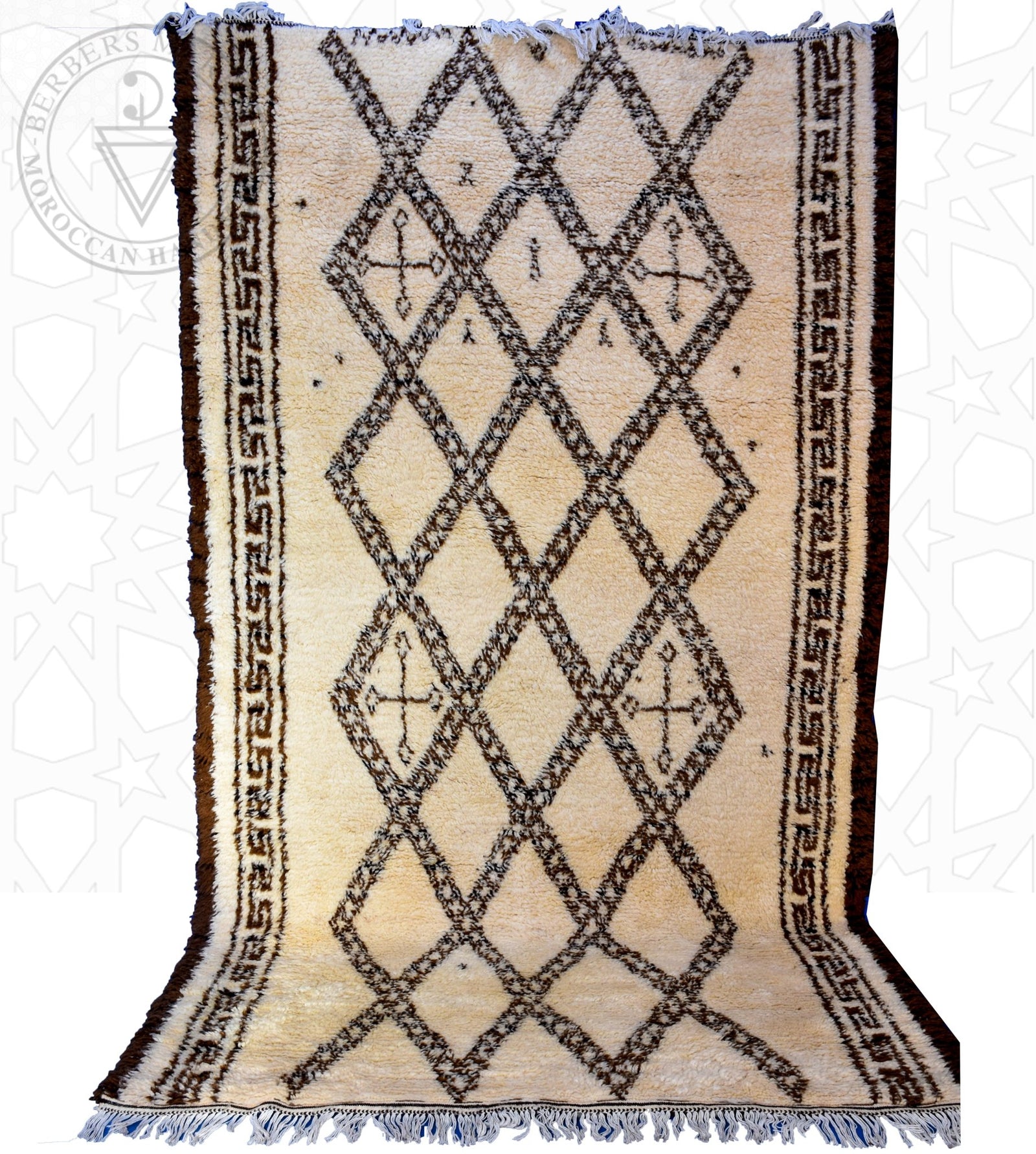 Beni ourain Moroccan rug - 6.2 x 10.2 ft / 190 x 310 cm - Berbers Market