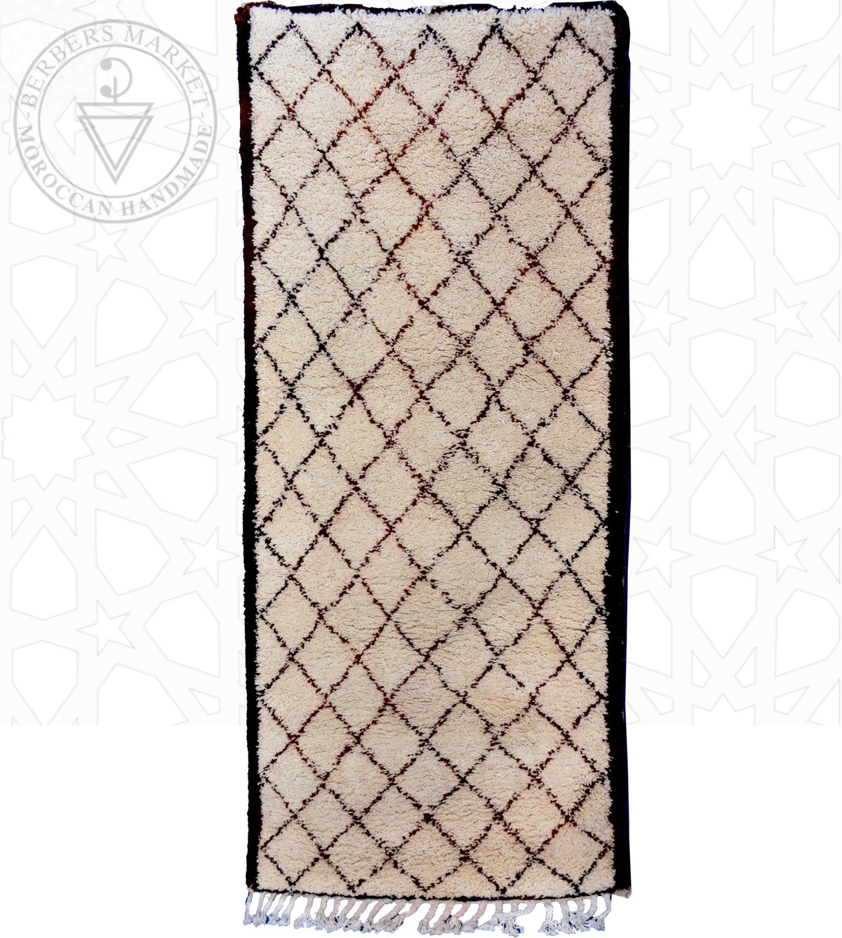 Beni ourain Moroccan runner rug - 3.2 x 8.1 ft / 95 x 245 cm - Berbers Market