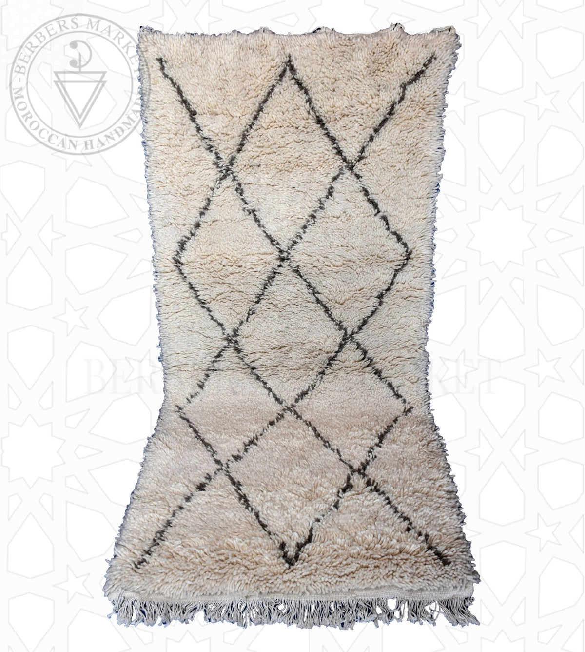 Beni ourain Moroccan runner rug - 3.28 x 6.56 ft / 100 x 200 cm - Berbers Market