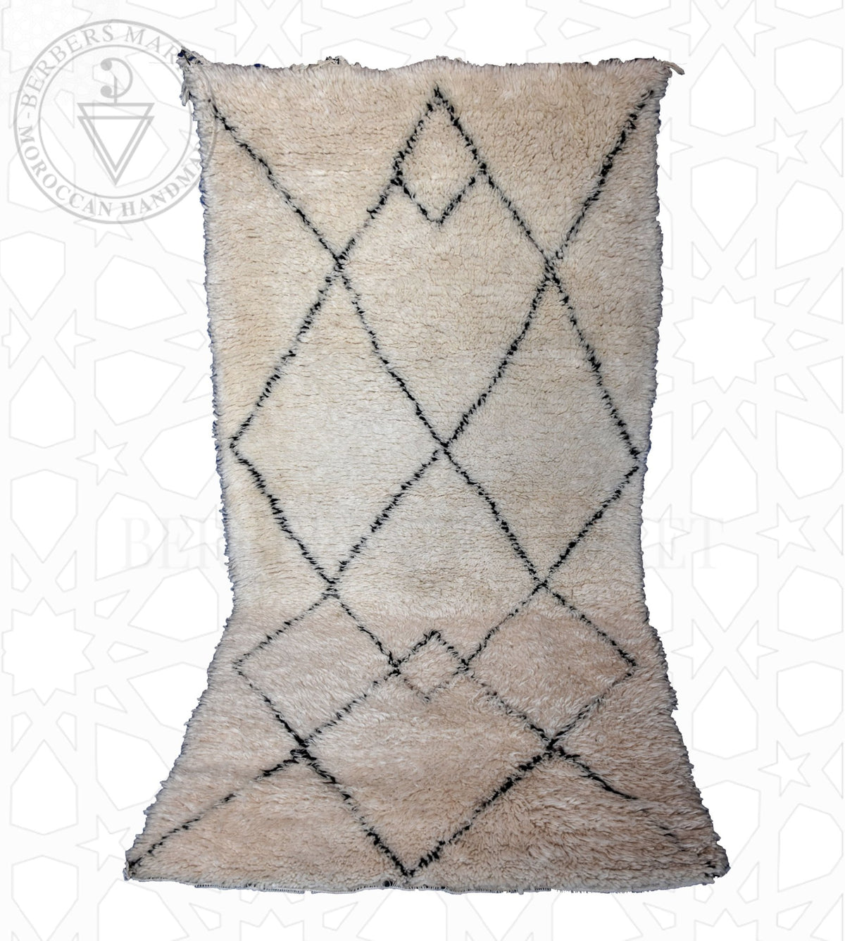 Beni ourain Moroccan runner rug - 3.28 x 6.56 ft / 100 x 200 cm - Berbers Market