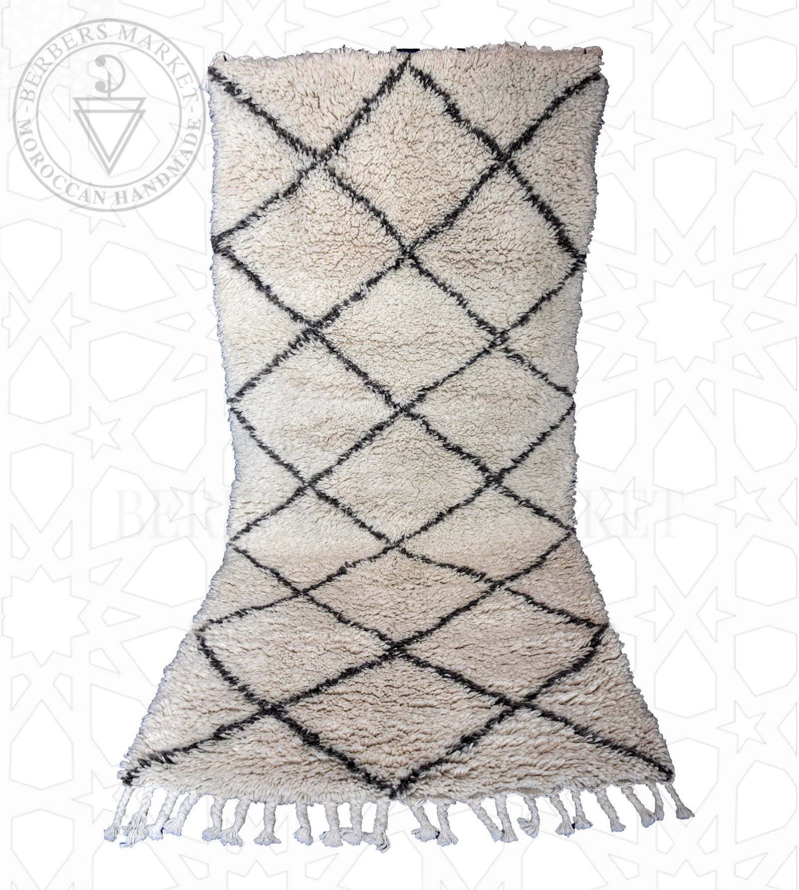 Beni ourain Moroccan runner rug - 3.28 x 6.56 ft / 100 x 200 cm - Berbers Market