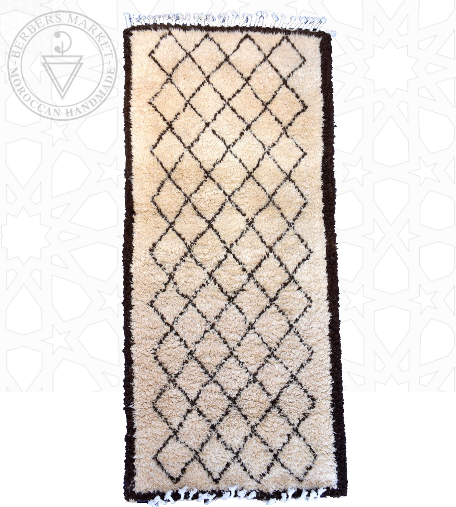 Beni ourain Moroccan runner rug - 3.3 x 7.3 ft / 100 x 220 cm - Berbers Market