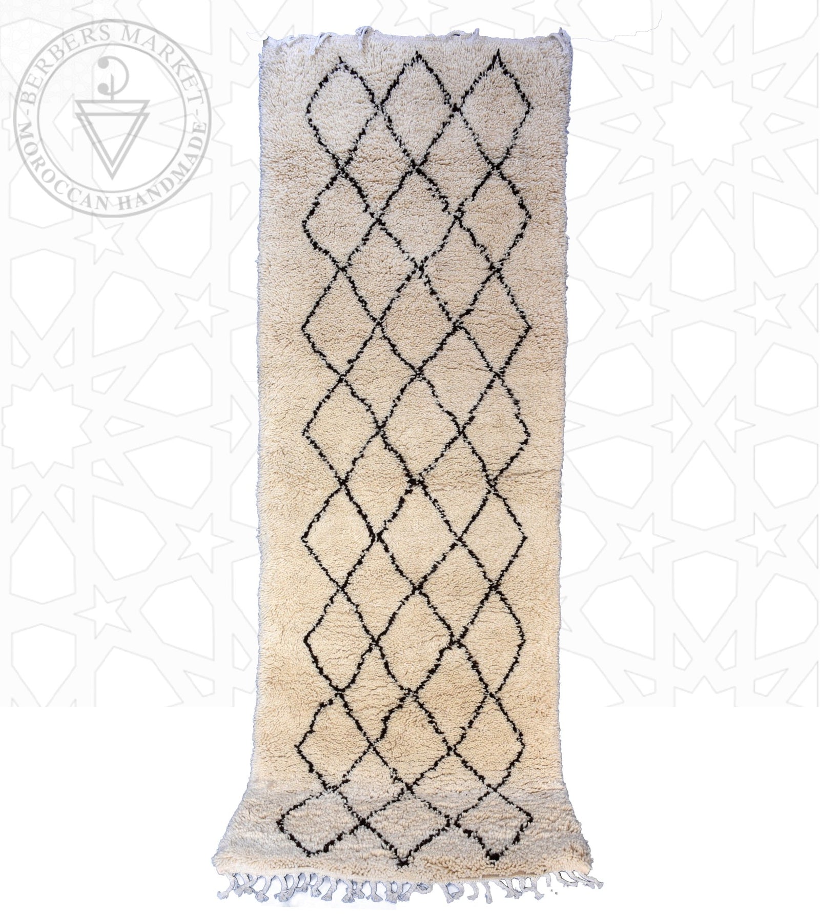 Beni ourain Moroccan runner rug - 3.3 x 9.6 ft / 100 x 290 cm - Berbers Market