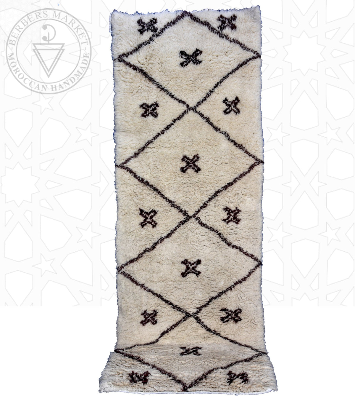 Beni ourain Moroccan runner rug - 3.7 x 9.6 ft / 110 x 290 cm - Berbers Market