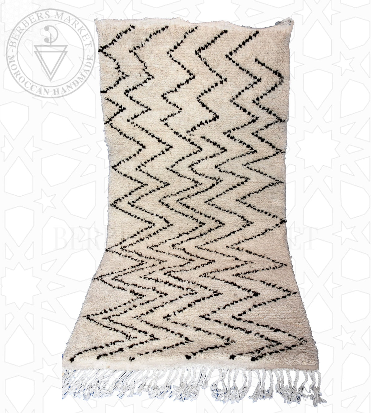 Beni ourain Moroccan runner rug - 3.77 x 6.56 ft / 115 x 200 cm - Berbers Market