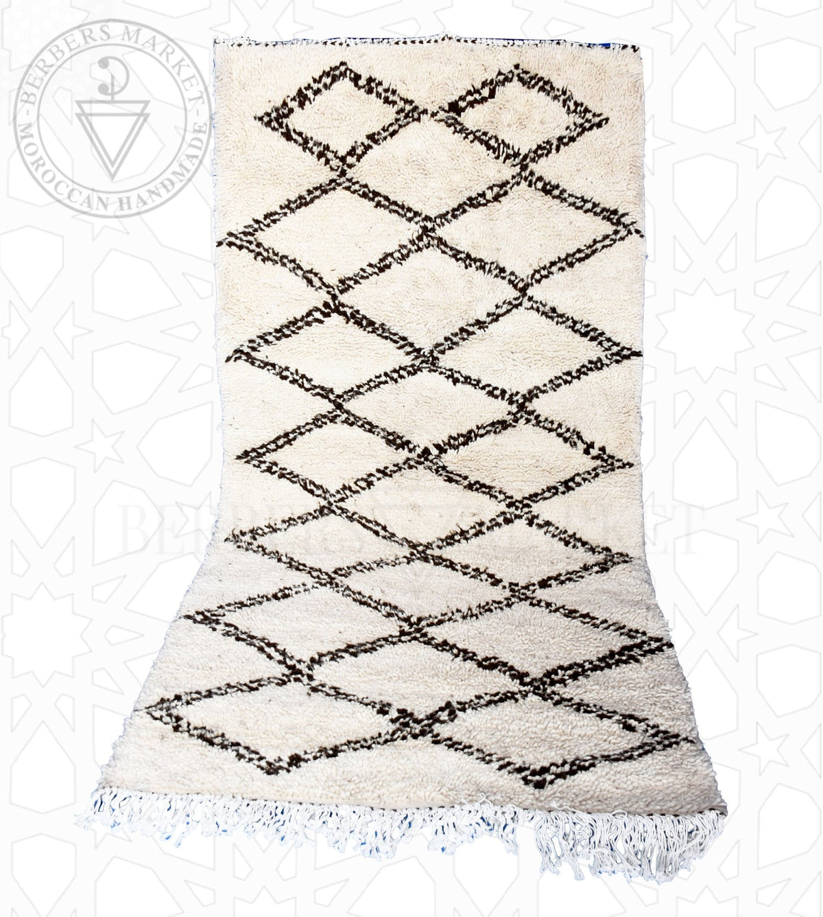 Beni ourain Moroccan runner rug - 3.94 x 7.15 ft / 120 x 218 cm - Berbers Market