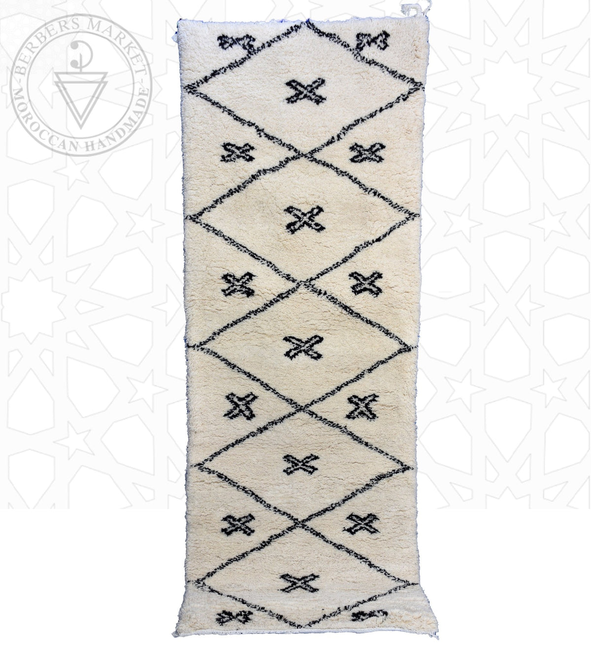 Beni ourain runner Moroccan rug - 3.3 x 9.2 ft / 100 x 280 cm - Berbers Market