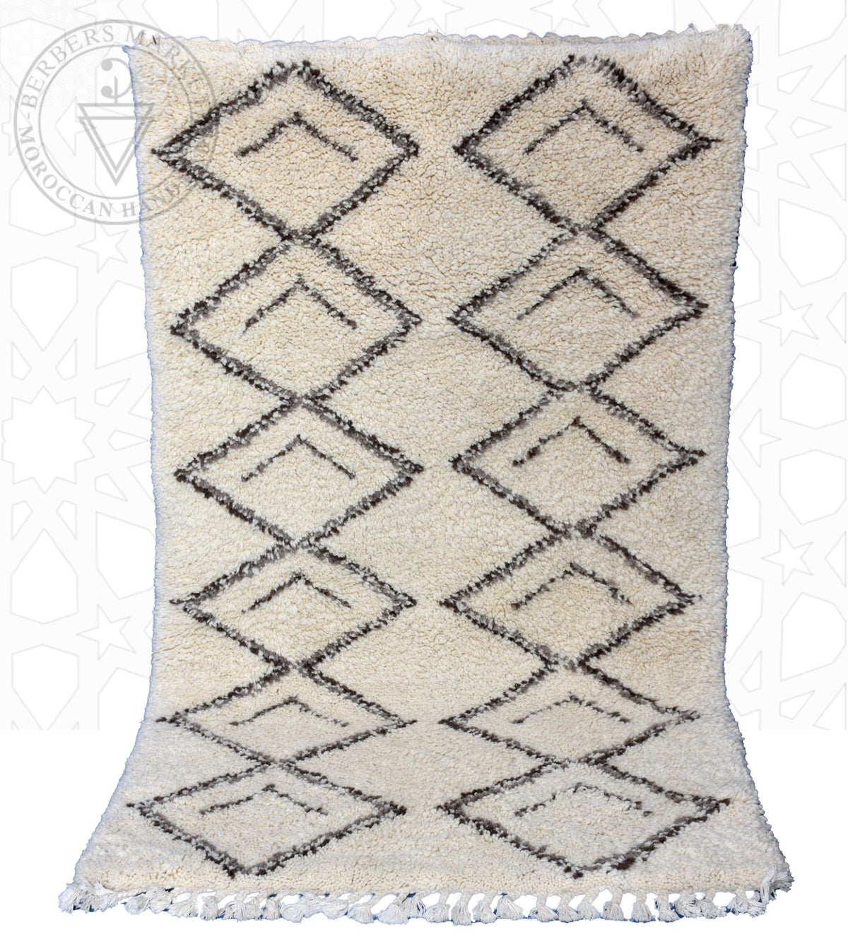 Beni ourain shag Moroccan rug - 3.8 x 5.25 ft / 115 x 160 cm - Berbers Market