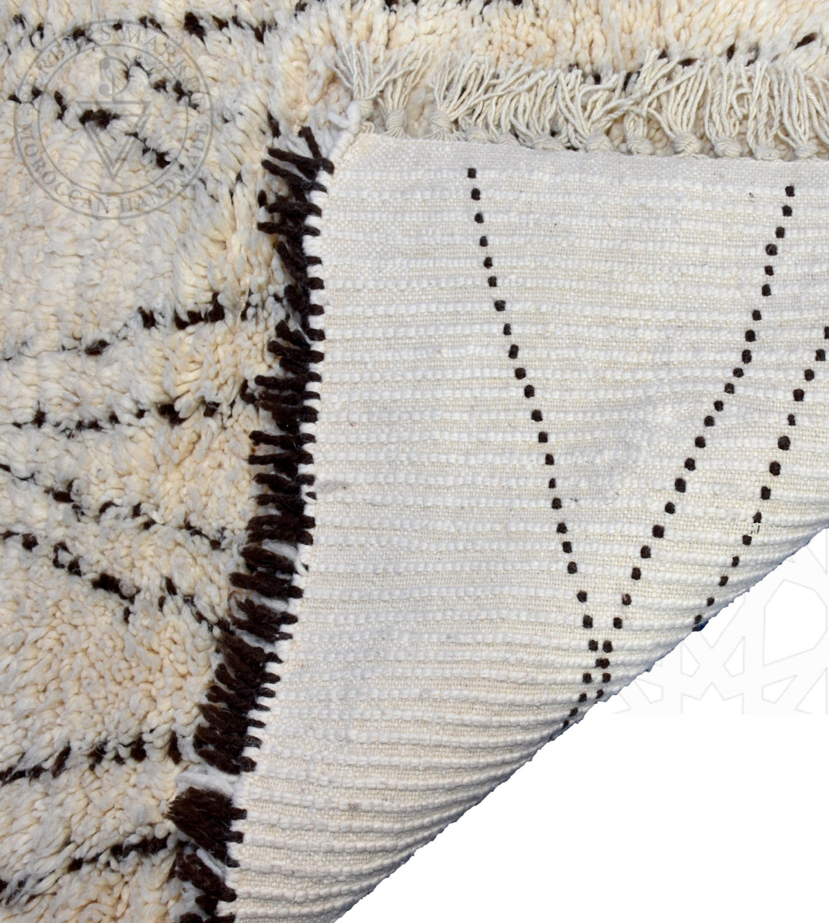 Beni ourain shag Moroccan rug - 3.95 x 4.45 ft / 120 x 135 cm - Berbers Market