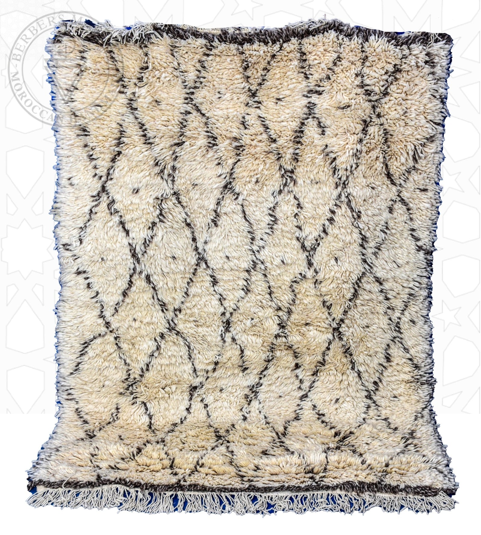 Beni ourain shag Moroccan rug - 4.27 x 5.25 ft / 130 x 160 cm - Berbers Market