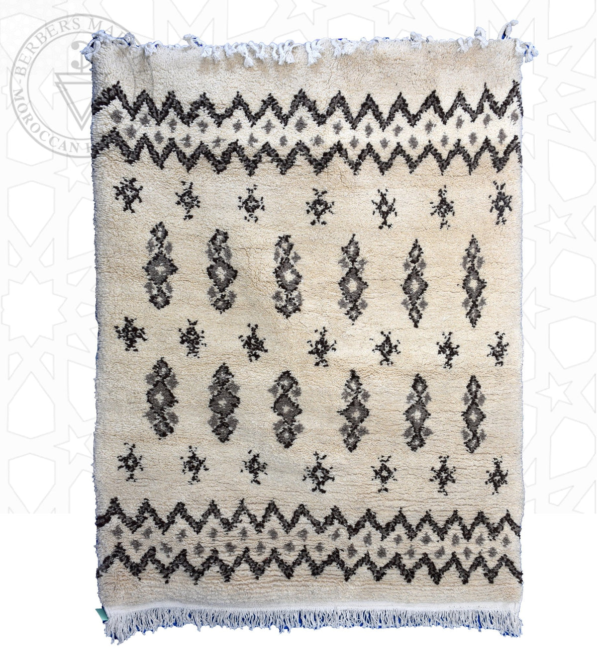 Beni ourain shag Moroccan rug - 4.9 x 6.6 ft / 150 x 200 cm - Berbers Market