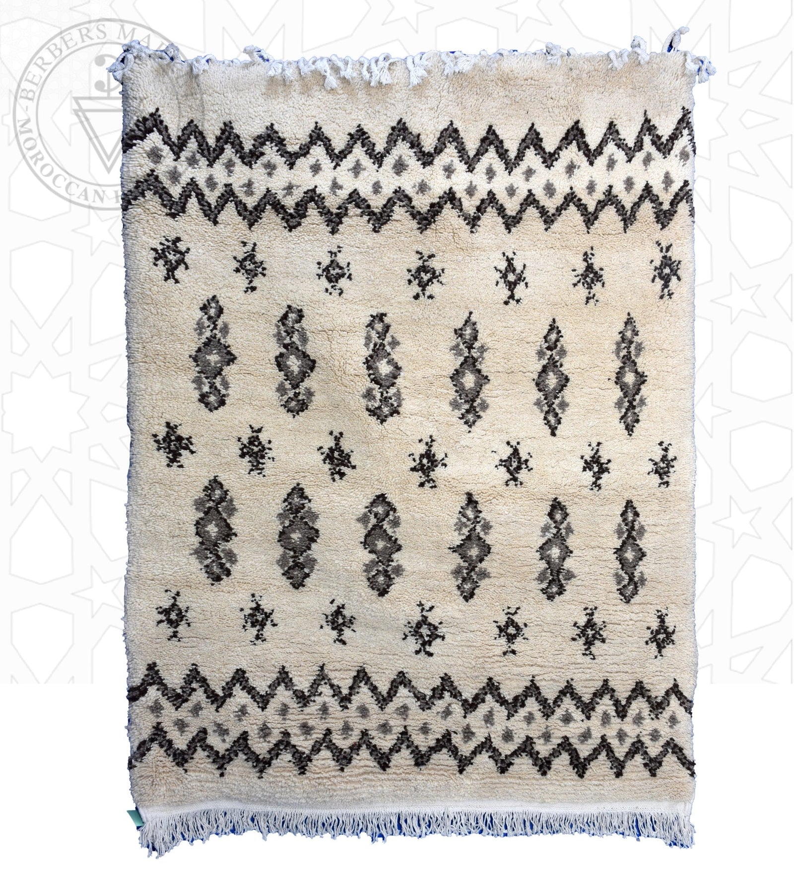 Beni ourain shag Moroccan rug - 4.9 x 6.6 ft / 150 x 200 cm - Berbers Market