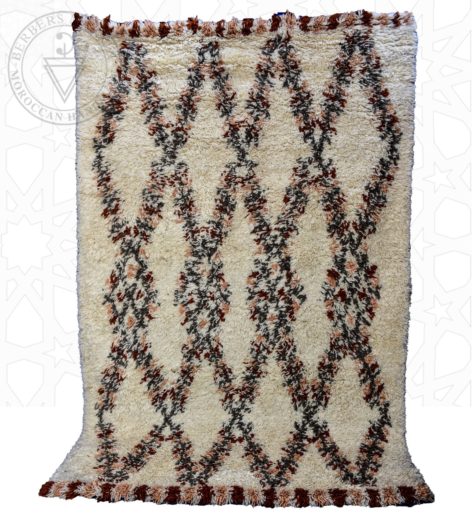 Beni ourain shag Moroccan rug - 4.95 x 9.7 ft / 200 x 295 cm - Berbers Market