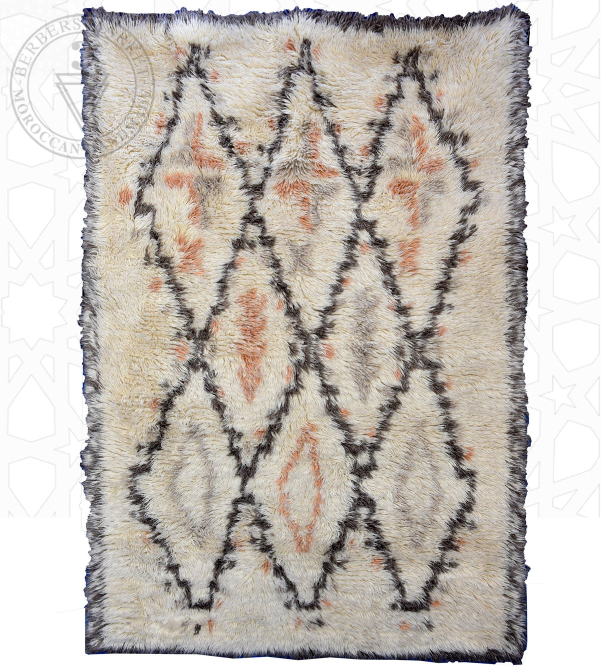 Beni ourain shag Moroccan rug - 5.3 x 7.7 ft / 160 x 235 cm - Berbers Market