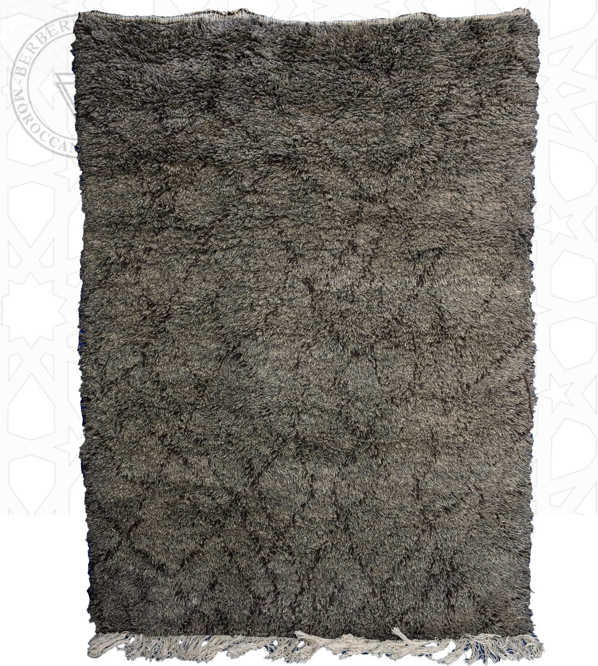 Beni ourain shag Moroccan rug - 5.9 x 8.05 ft / 180 x 245 cm - Berbers Market