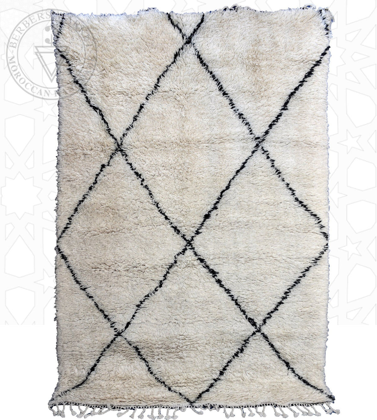 Beni ourain shag Moroccan rug - 5.9 x 8.4 ft / 180 x 255 cm - Berbers Market