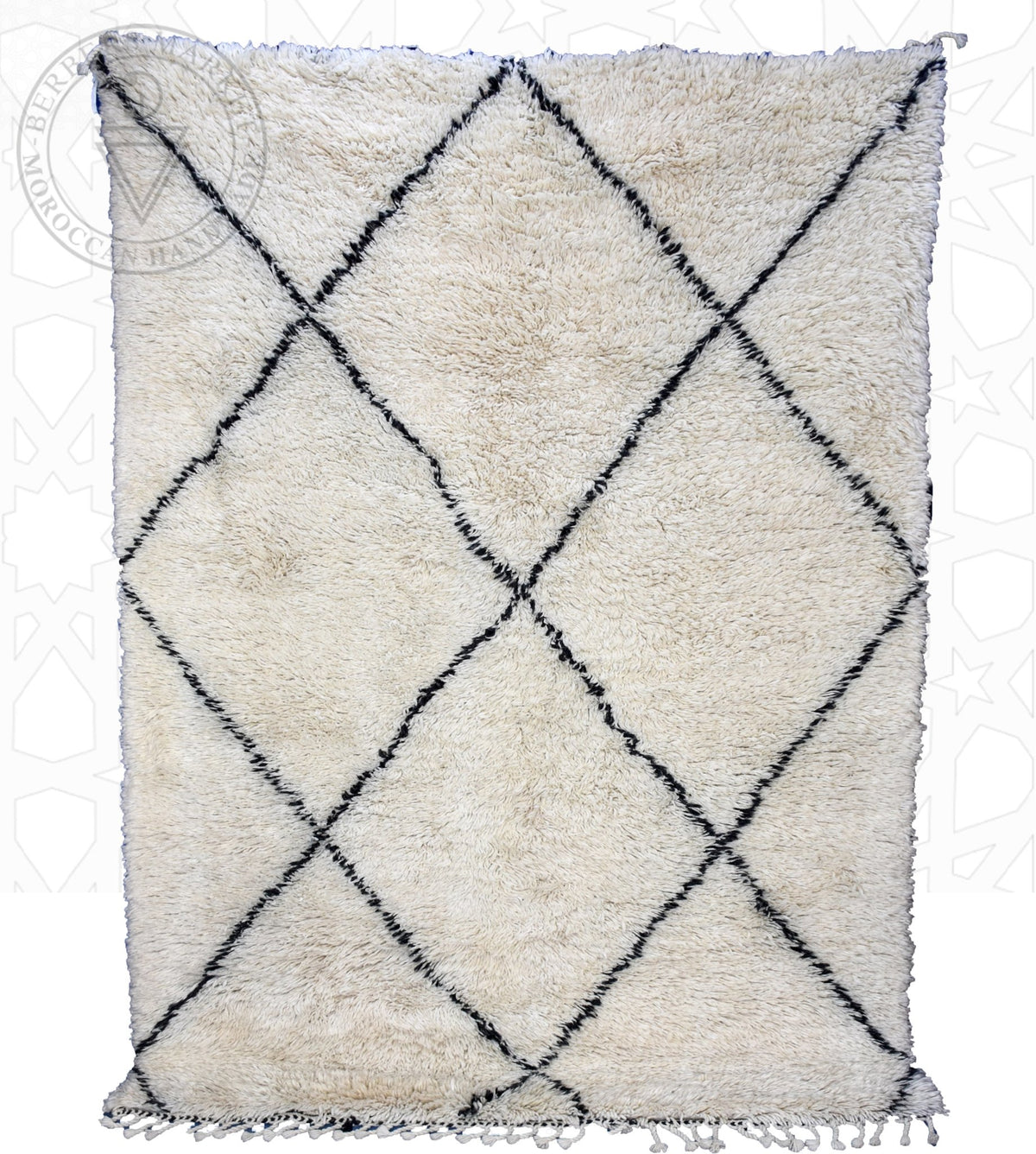 Beni ourain shag Moroccan rug - 5.9 x 8.6 ft / 180 x 260 cm - Berbers Market