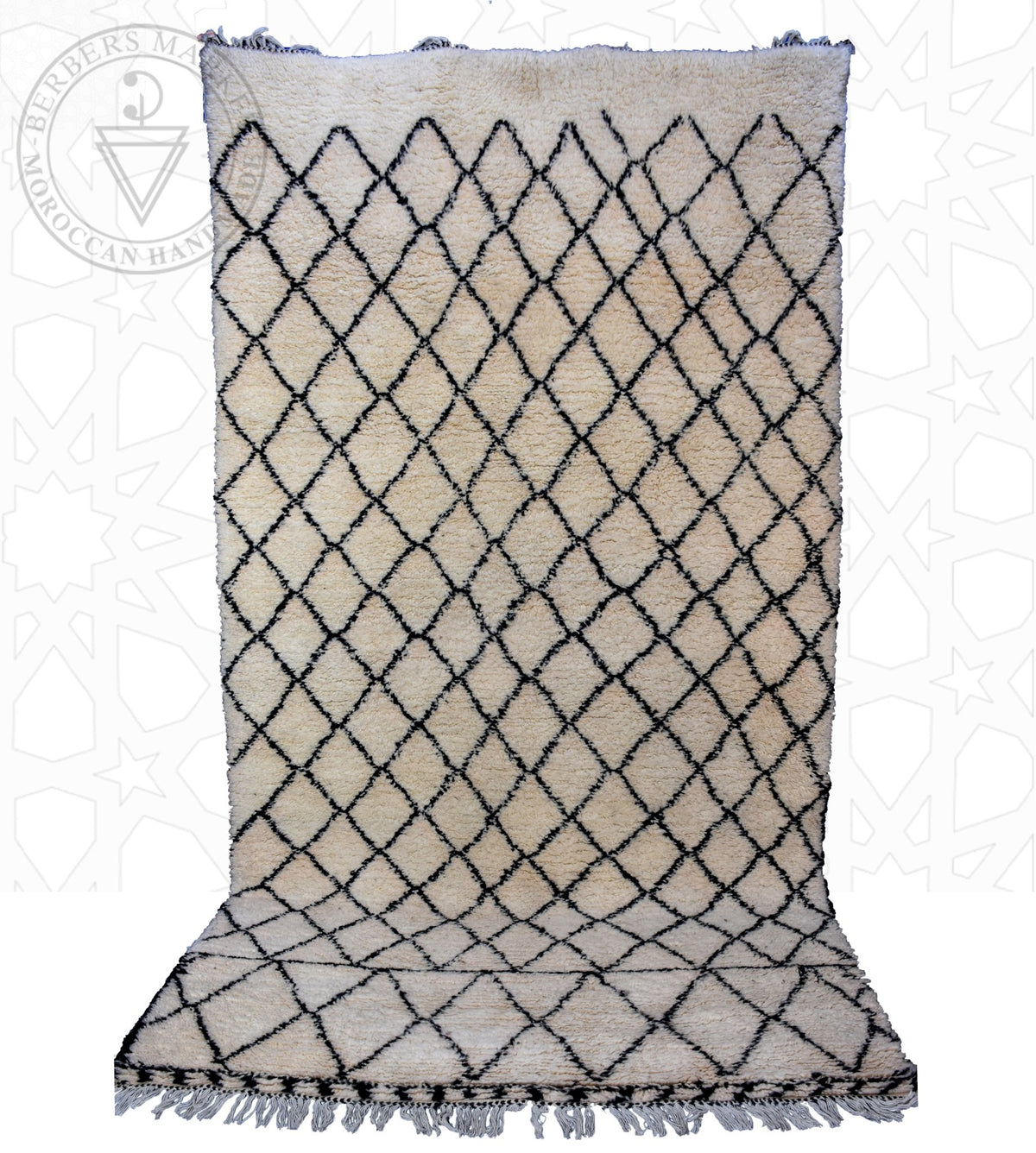 Beni ourain shag Moroccan rug - 6.1 x 7.9 ft / 185 x 240 cm - Berbers Market